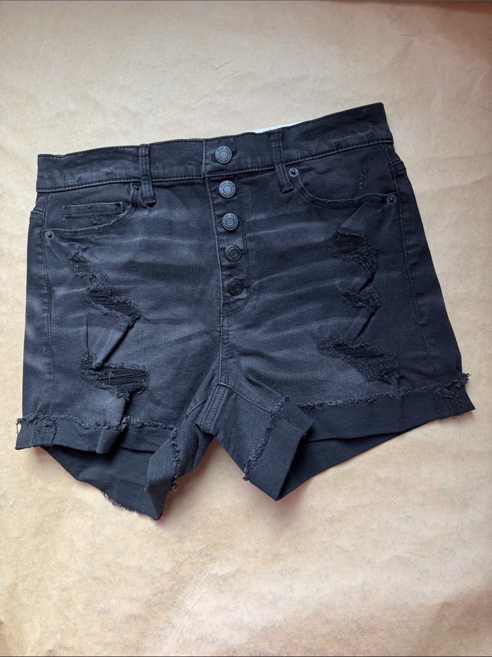 Mudd Black Distressed High-Rise Jean Shorts